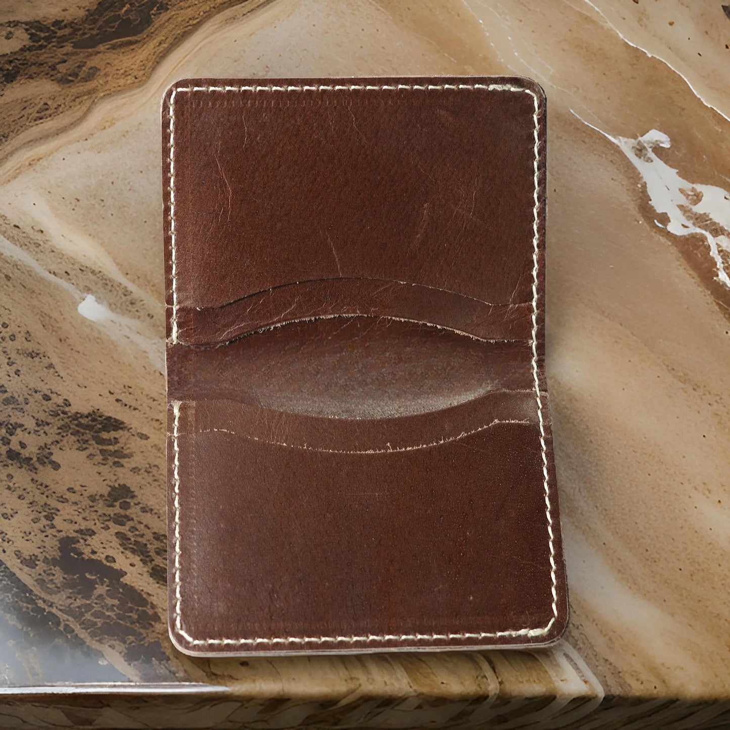 Futuristic Handmade Pure Leather Card Wallet - Chocolate Brown