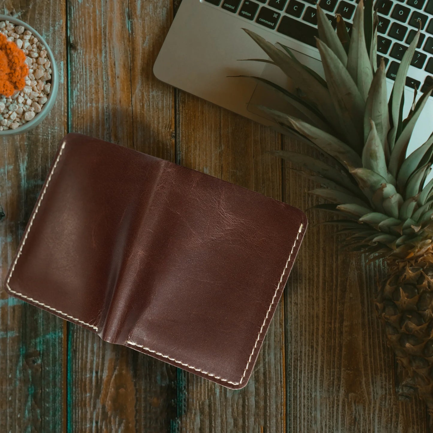 Futuristic Handmade Pure Leather Card Wallet - Chocolate Brown