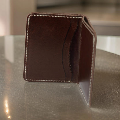 Futuristic Handmade Pure Leather Card Wallet - Chocolate Brown