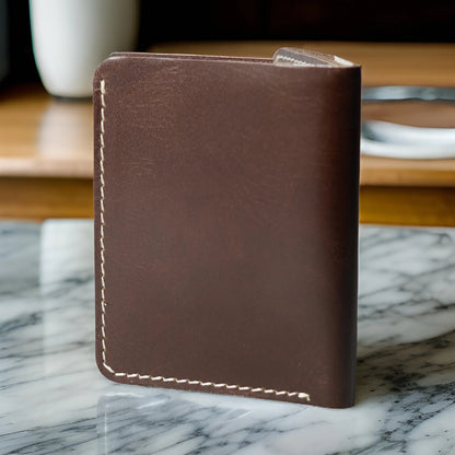 Futuristic Handmade Pure Leather Card Wallet - Chocolate Brown