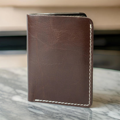 Futuristic Handmade Pure Leather Card Wallet - Chocolate Brown