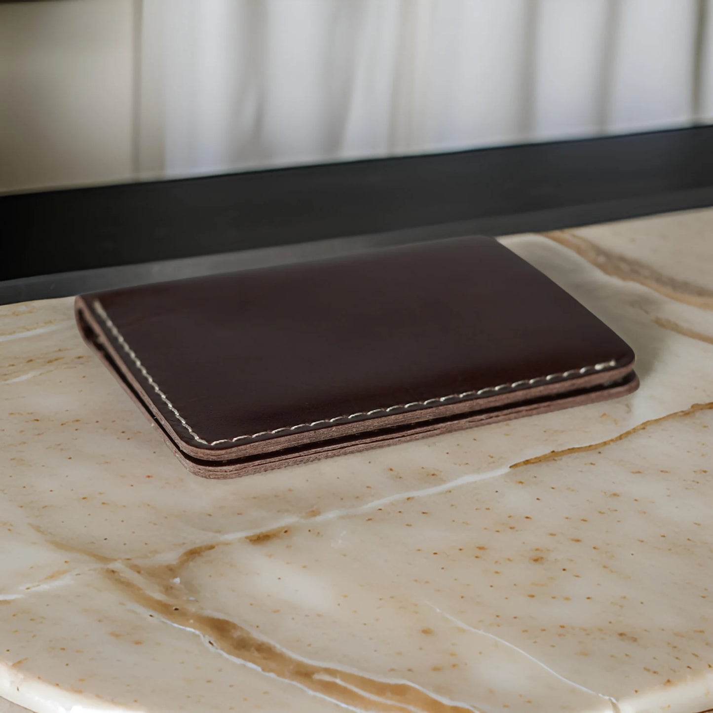 Futuristic Handmade Pure Leather Card Wallet - Chocolate Brown