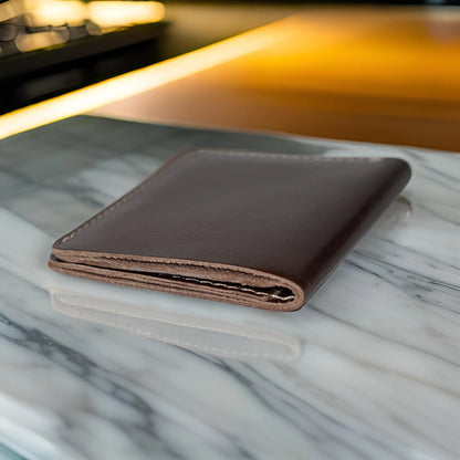 Futuristic Handmade Pure Leather Card Wallet - Chocolate Brown