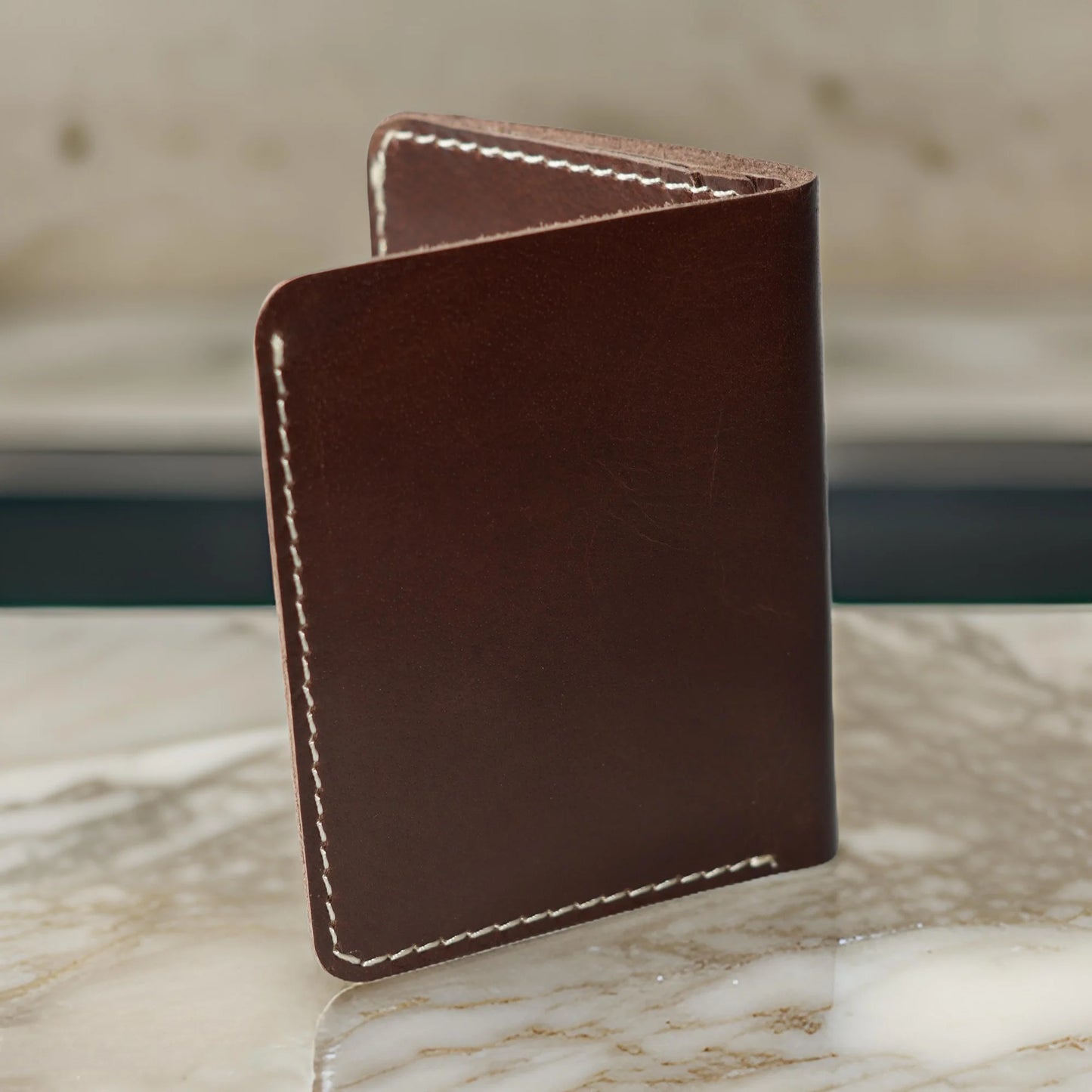 Futuristic Handmade Pure Leather Card Wallet - Chocolate Brown