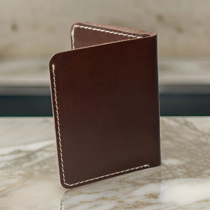 Futuristic Handmade Pure Leather Card Wallet - Chocolate Brown