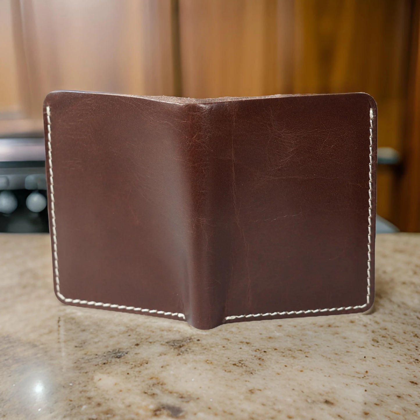 Futuristic Handmade Pure Leather Card Wallet - Chocolate Brown