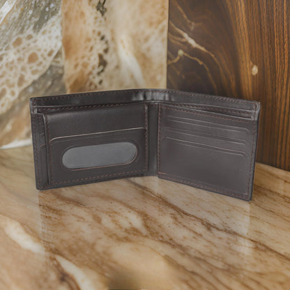 Premium Espresso Brown Cow Leather Bifold Wallet