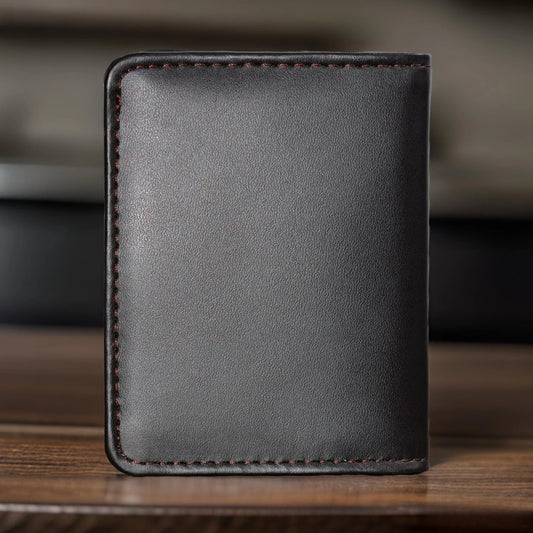 Vertical Bifold Leather Wallet - Prince Chocolate Brown